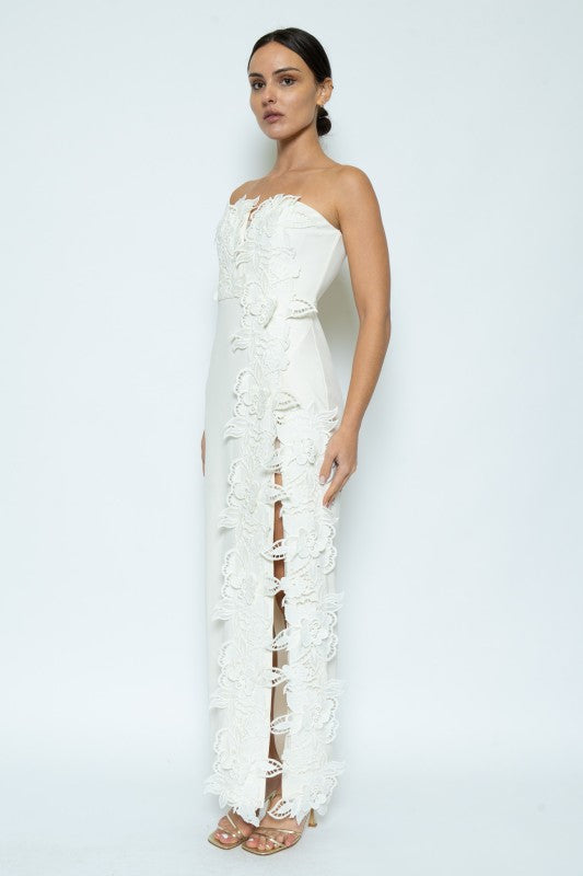 Éloise Ceremony Floral Appliqué Column Maxi Dress