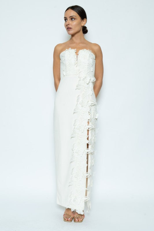 Éloise Ceremony Floral Appliqué Column Maxi Dress