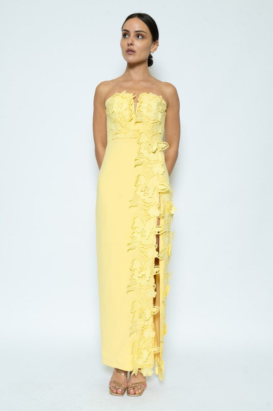 Éloise Floral Appliqué Column Maxi Dress