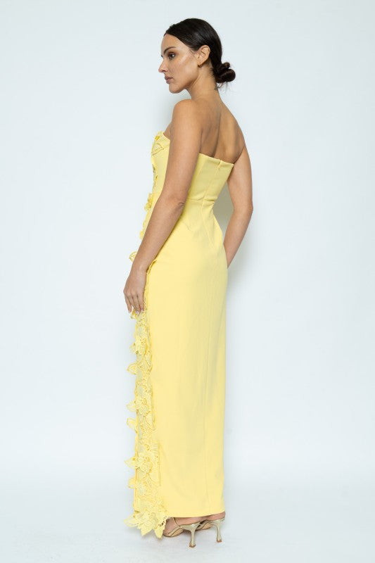 Éloise Floral Appliqué Column Maxi Dress