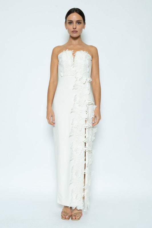 Éloise Ceremony Floral Appliqué Column Maxi Dress