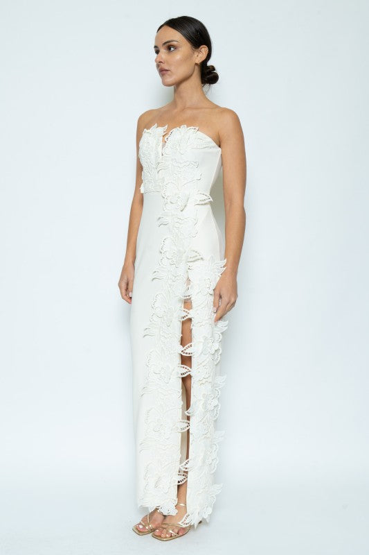 Éloise Ceremony Floral Appliqué Column Maxi Dress