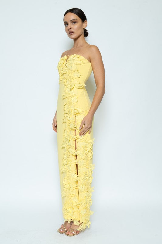 Éloise Floral Appliqué Column Maxi Dress