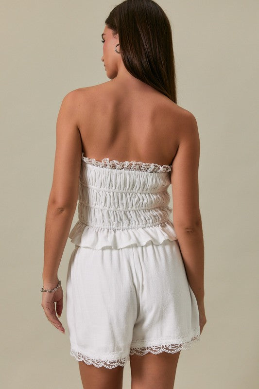 Afternoon Out Lace Linen Top