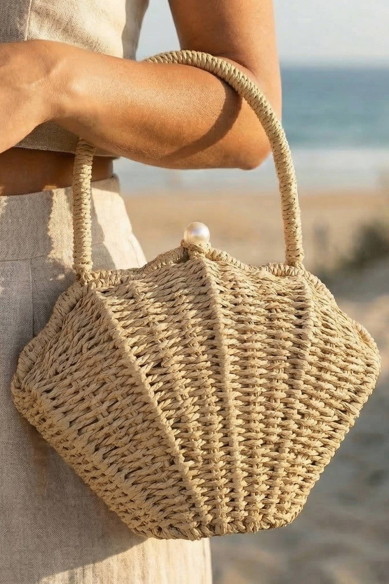 Shell Woven Handle Bag