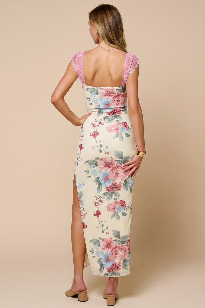 Sweet Tea Mesh Floral Maxi Dress
