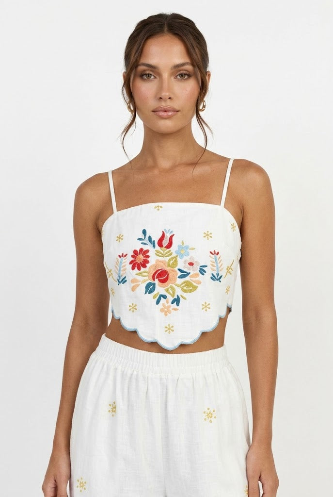 On Island Time Linen Crop Top