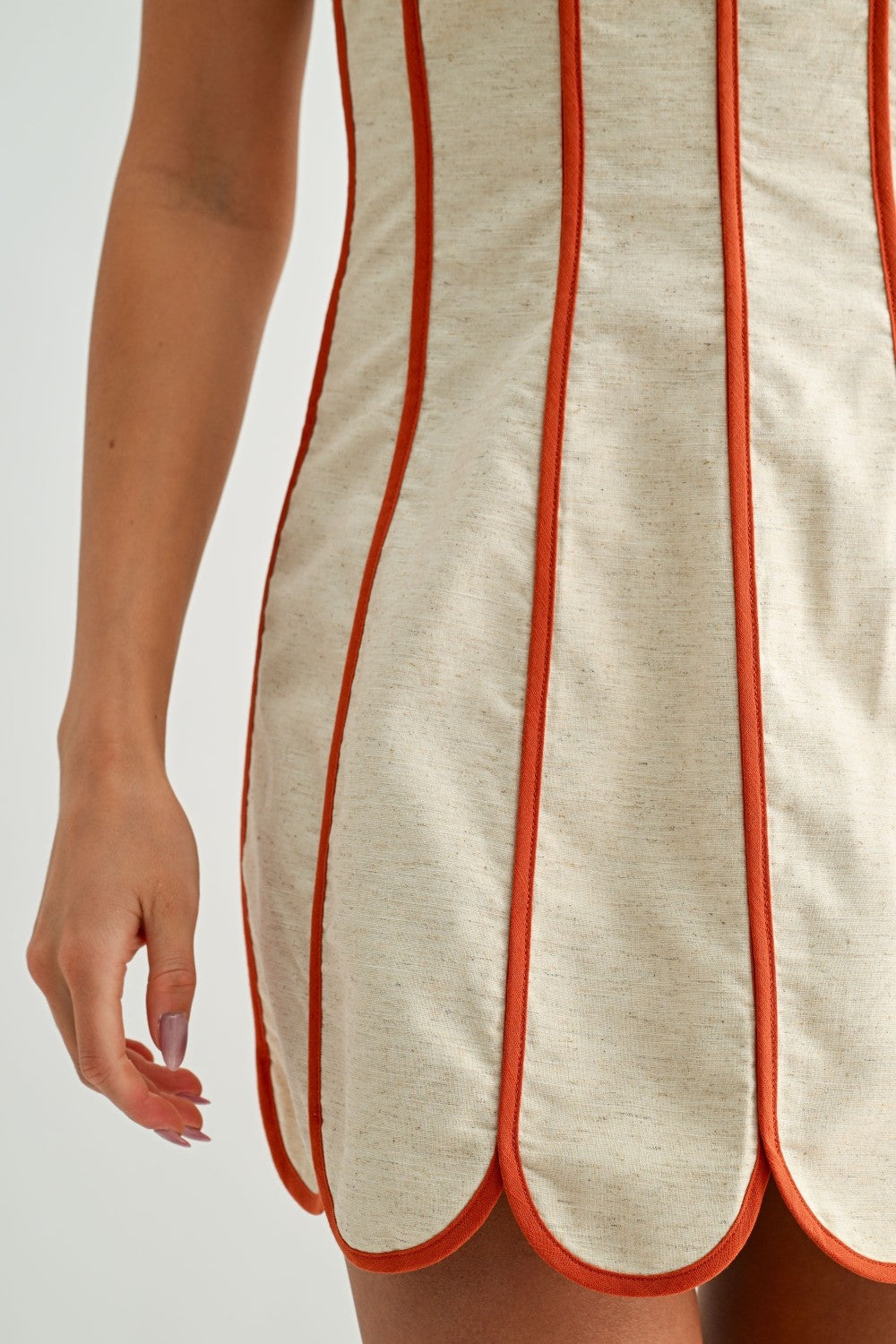 Lenny Scalloped Linen Halter Mini Dress