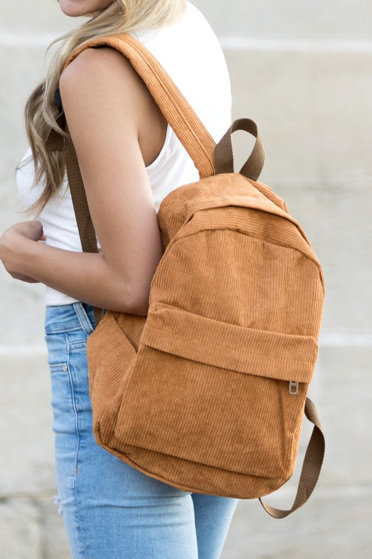 Casual Workdays Corduroy Backpack - Tan