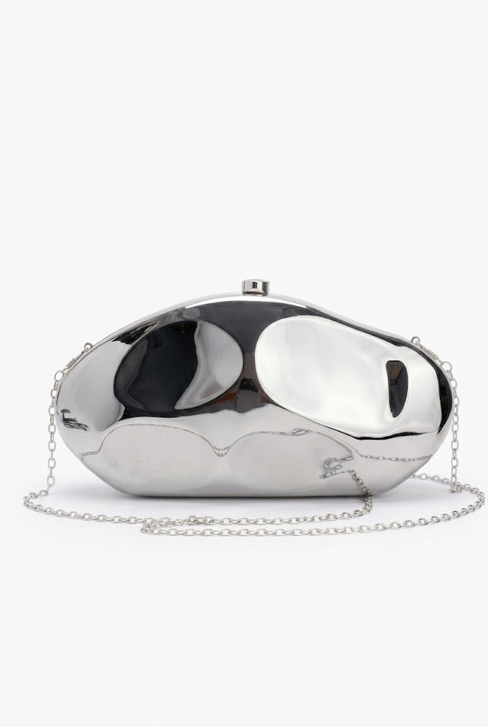 Silver Form Metallic Clutch