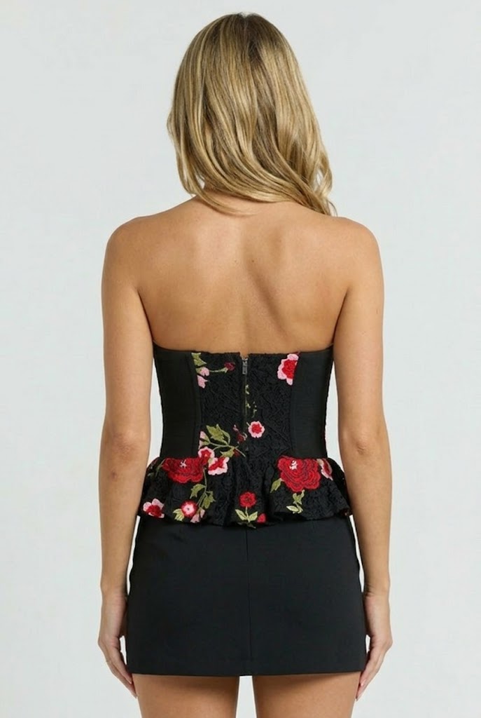Courtyard Floral Corset Peplum Top