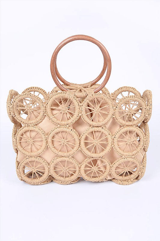 Slice Of Summer Circle Woven Straw Tote