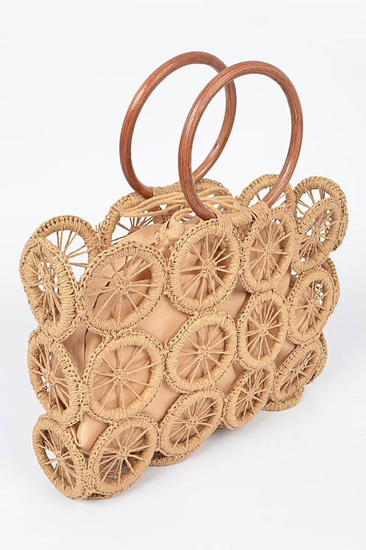 Slice Of Summer Circle Woven Straw Tote