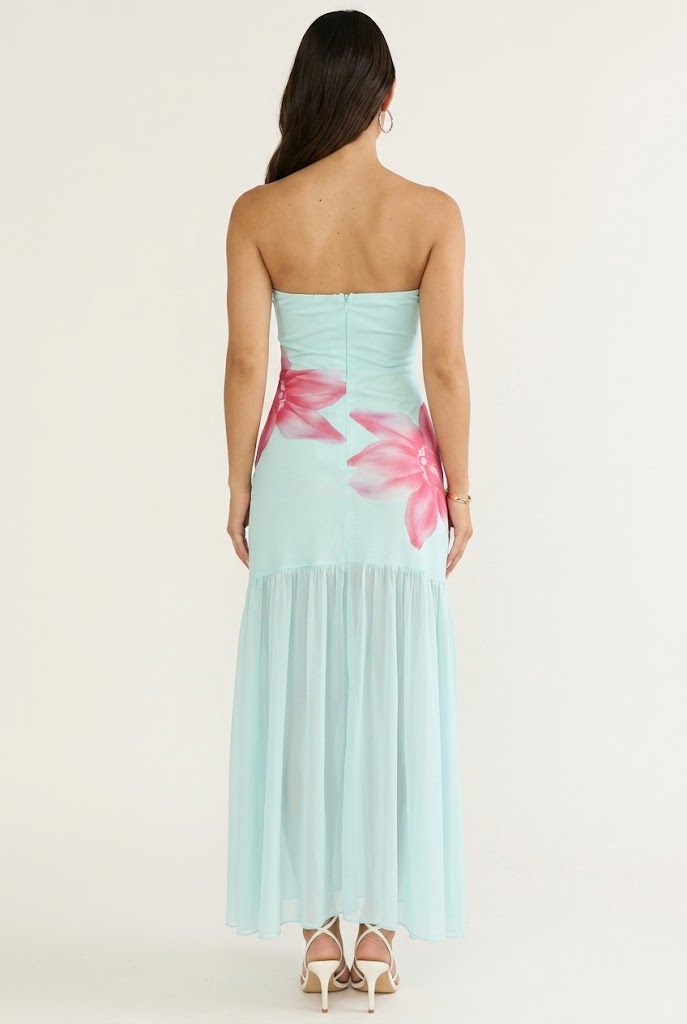 Petals in Paradise Strapless Maxi Dress