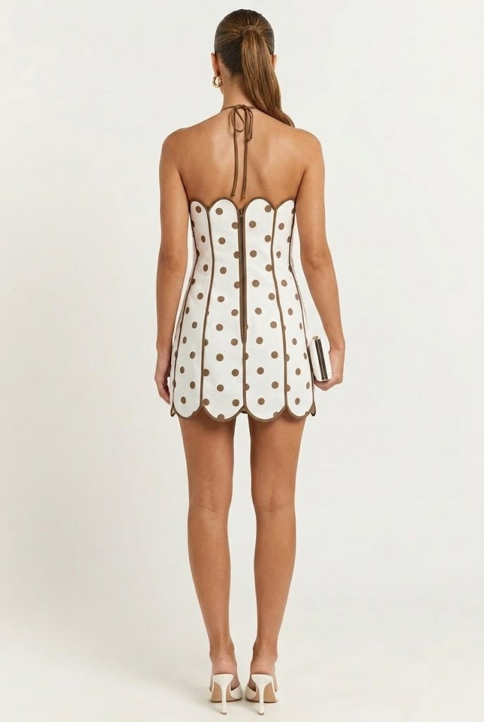 Stracciatella Scallop Mini Dress