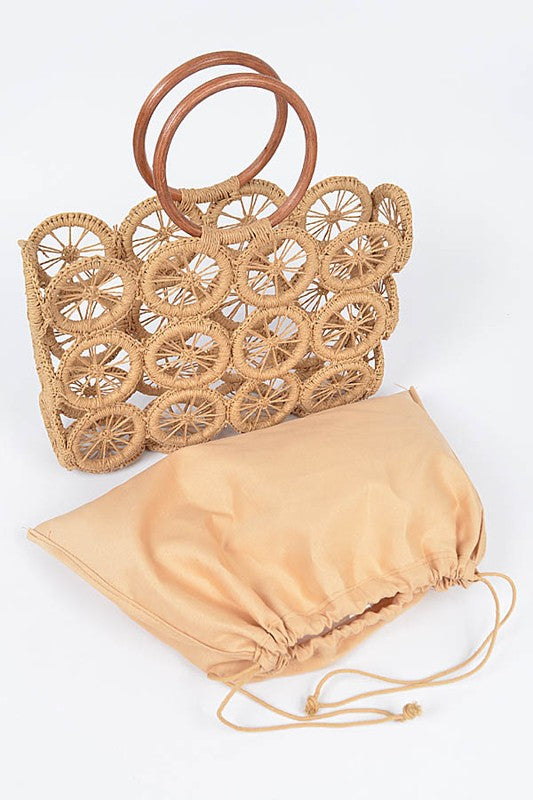 Slice Of Summer Circle Woven Straw Tote