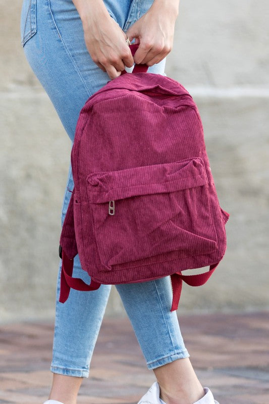 Red discount corduroy backpack