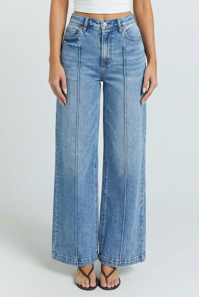 Kyleen Pintuck Wide Leg Jeans