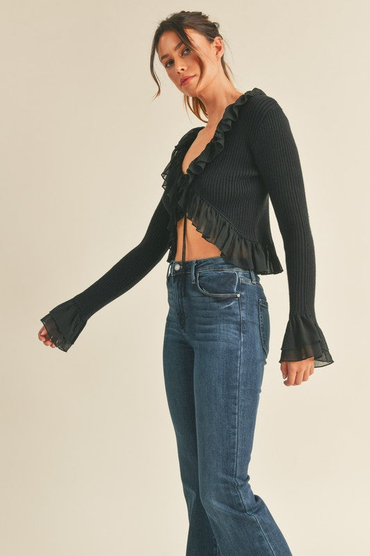 Fresh and Fancy Ruffle Long Sleeve Top - Small - Final Sale