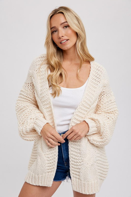 Cream Chunky Cable Knit Cardigan