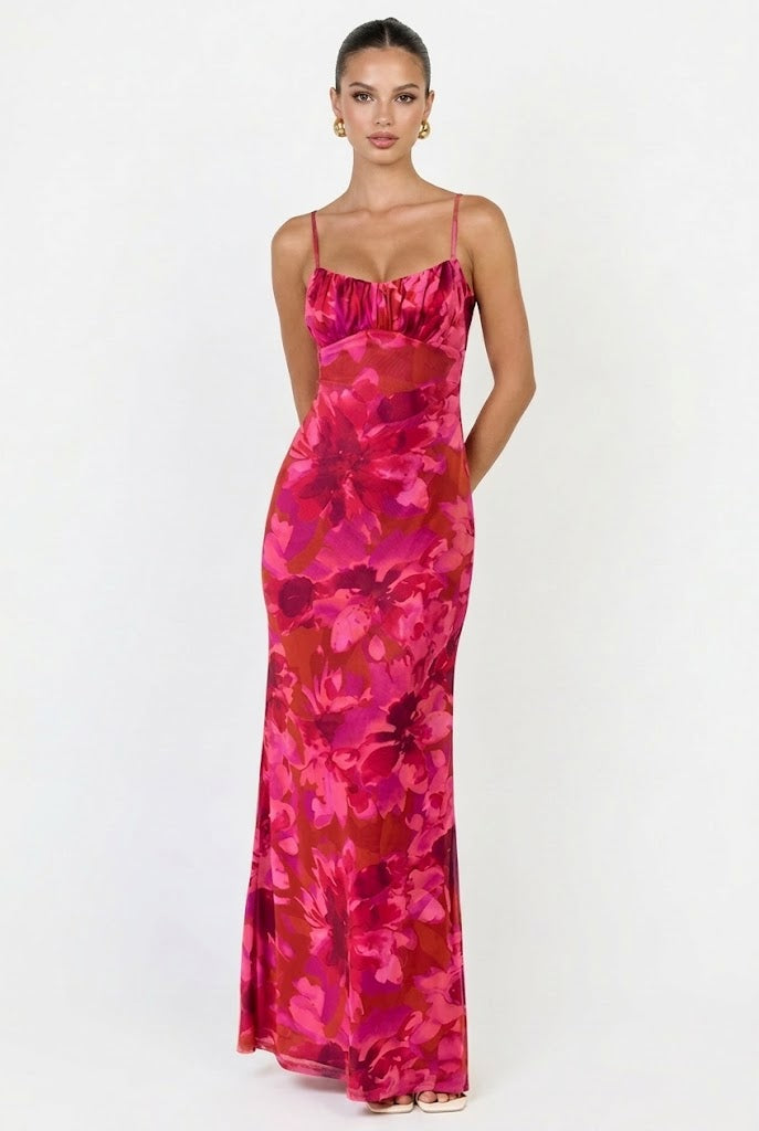 Shannon Mesh Floral Maxi Dress