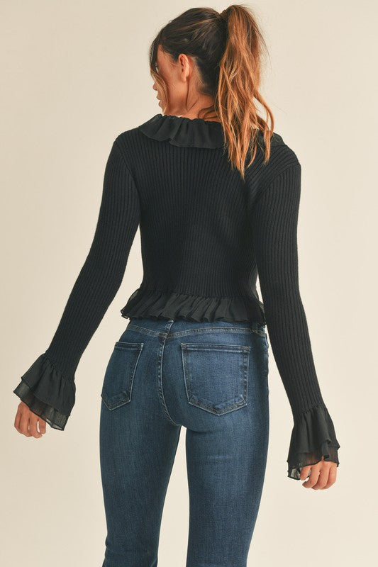 Fresh and Fancy Ruffle Long Sleeve Top - Small - Final Sale