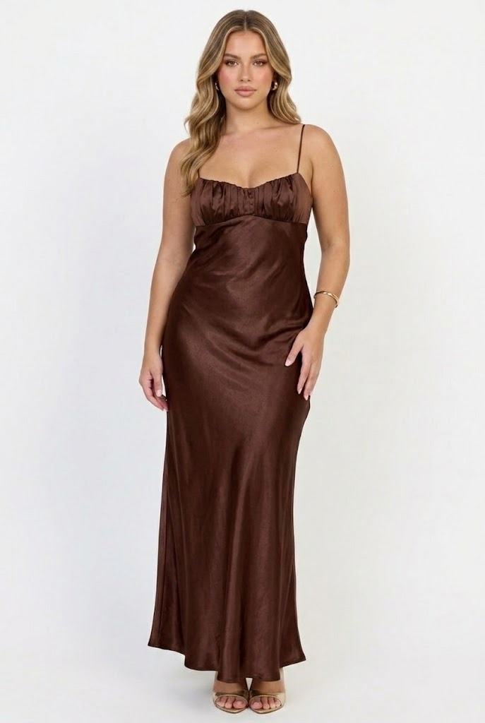 Nerida Twist Back Satin Maxi Dress