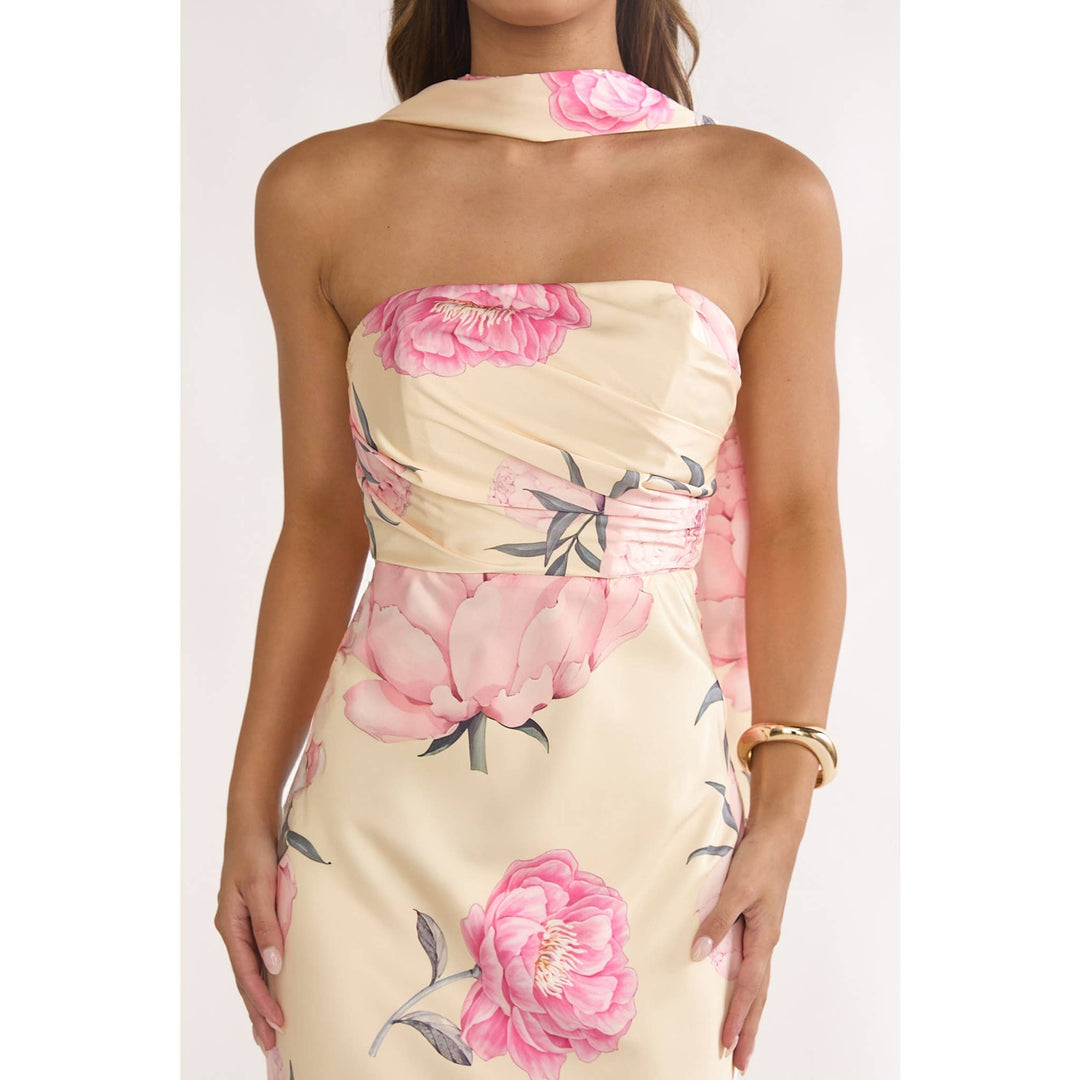 Chic Blooms Satin Maxi Dress