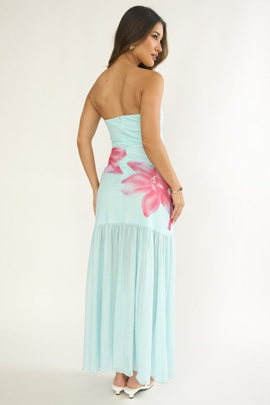 Petals in Paradise Strapless Maxi Dress