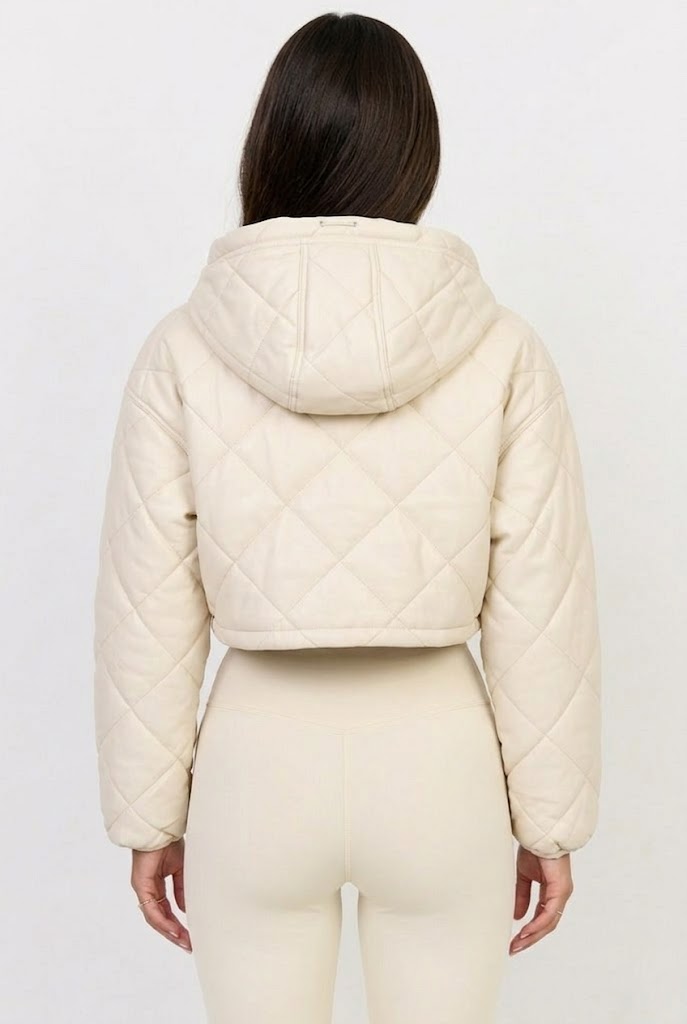 Iced Chai Crop Puffer Jacket