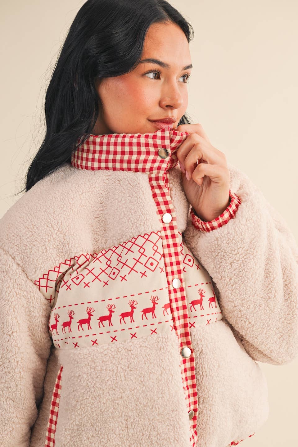 Reindeer Sugar Cookie Sherpa Jacket