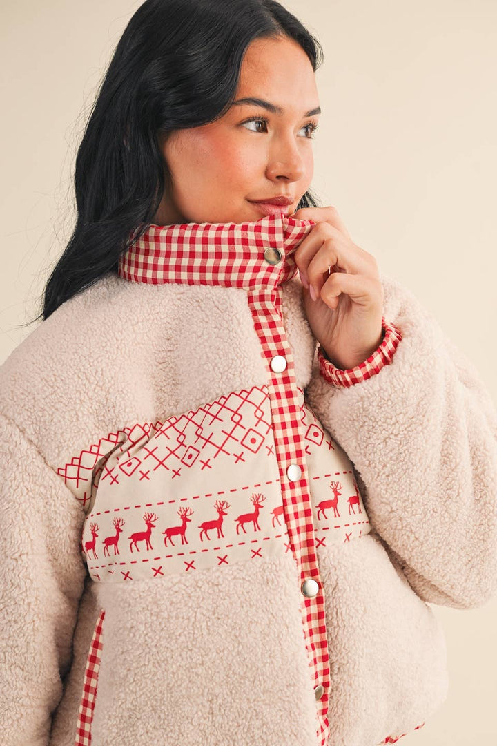 Reindeer Sugar Cookie Sherpa Jacket