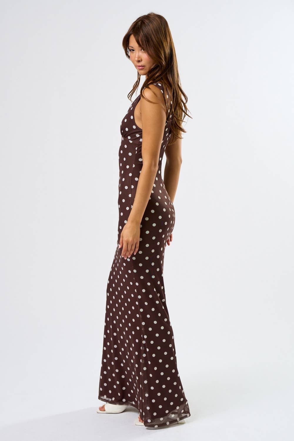 Espresso Nights Polka Dot Maxi Dress