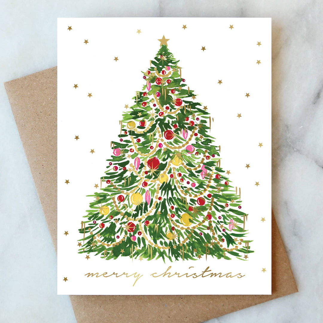Tinsel Christmas Tree Greeting Card