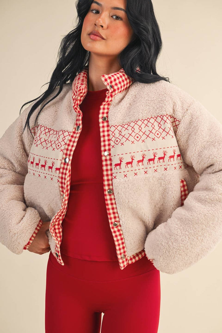 Reindeer Sugar Cookie Sherpa Jacket