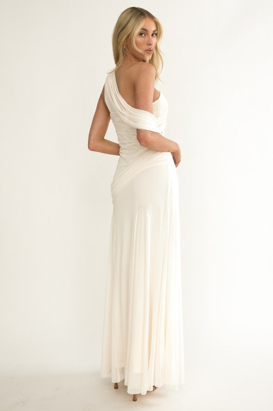 Oyster Hour One-Shoulder Maxi Dress