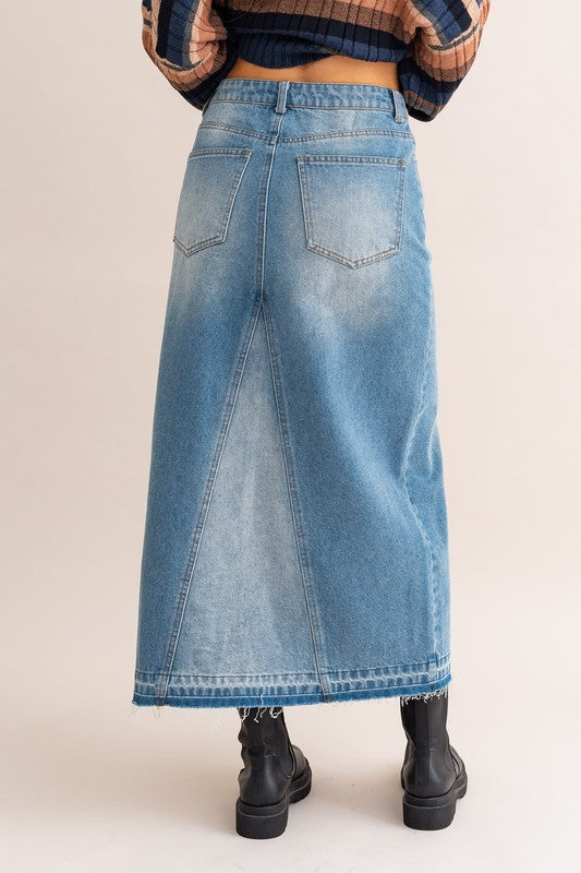 Vintage Voyage Washed Denim Maxi Skirt - Final Sale