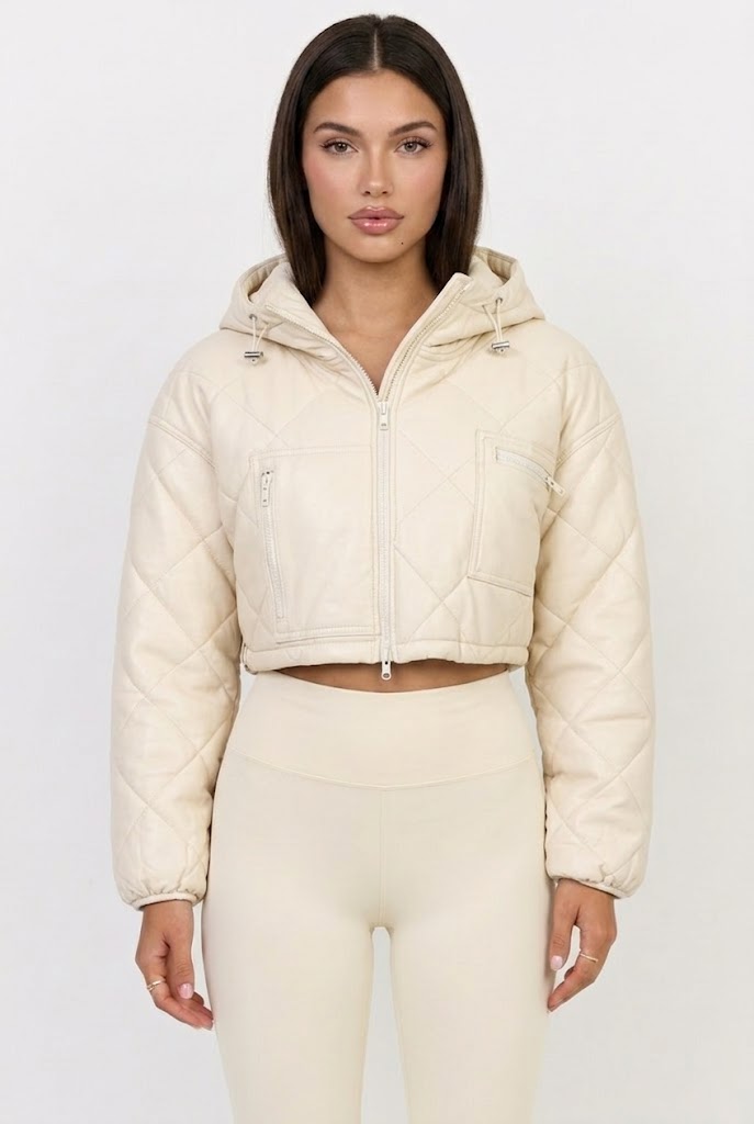 Iced Chai Crop Puffer Jacket