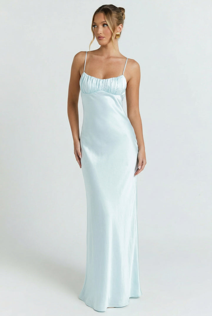 Nerida Twist Back Satin Maxi Dress