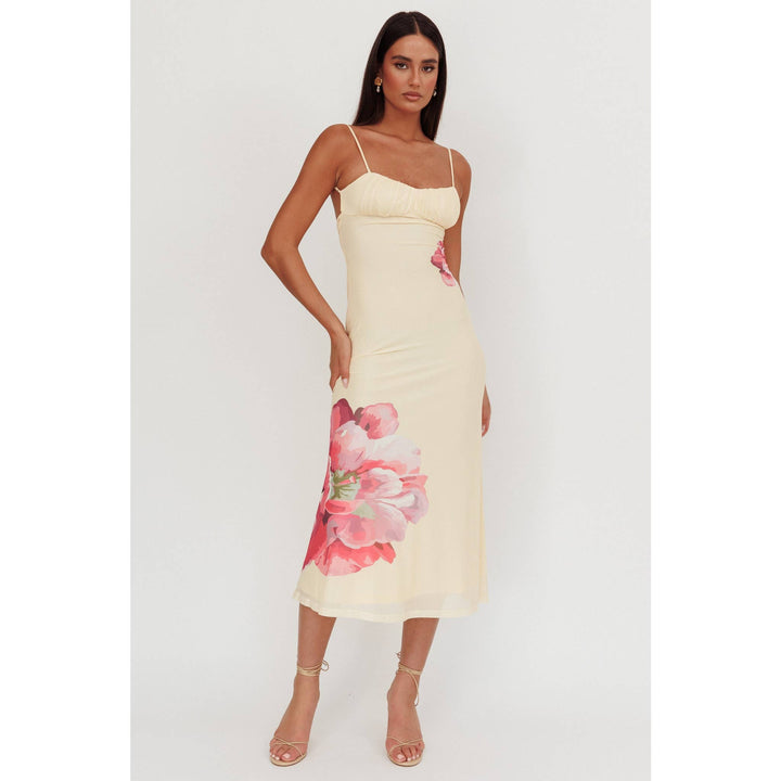 Paradise Glow Mesh Midi Dress