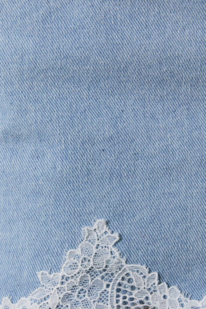 Porcelain Lace Denim Mini Skirt
