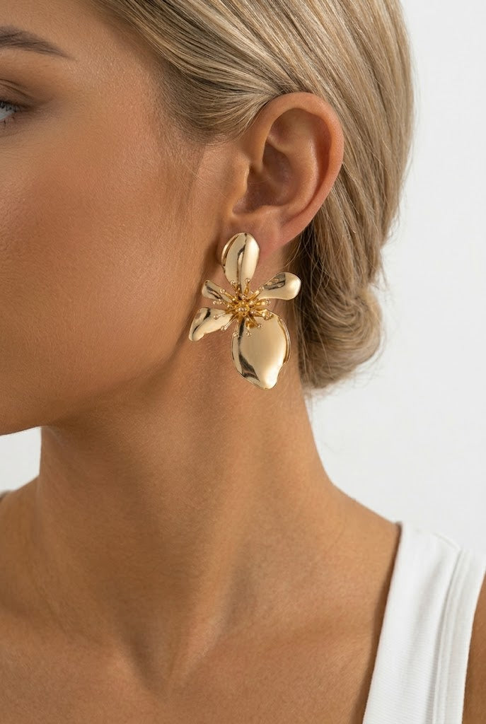 Sculpted Flower Statement Earrings
