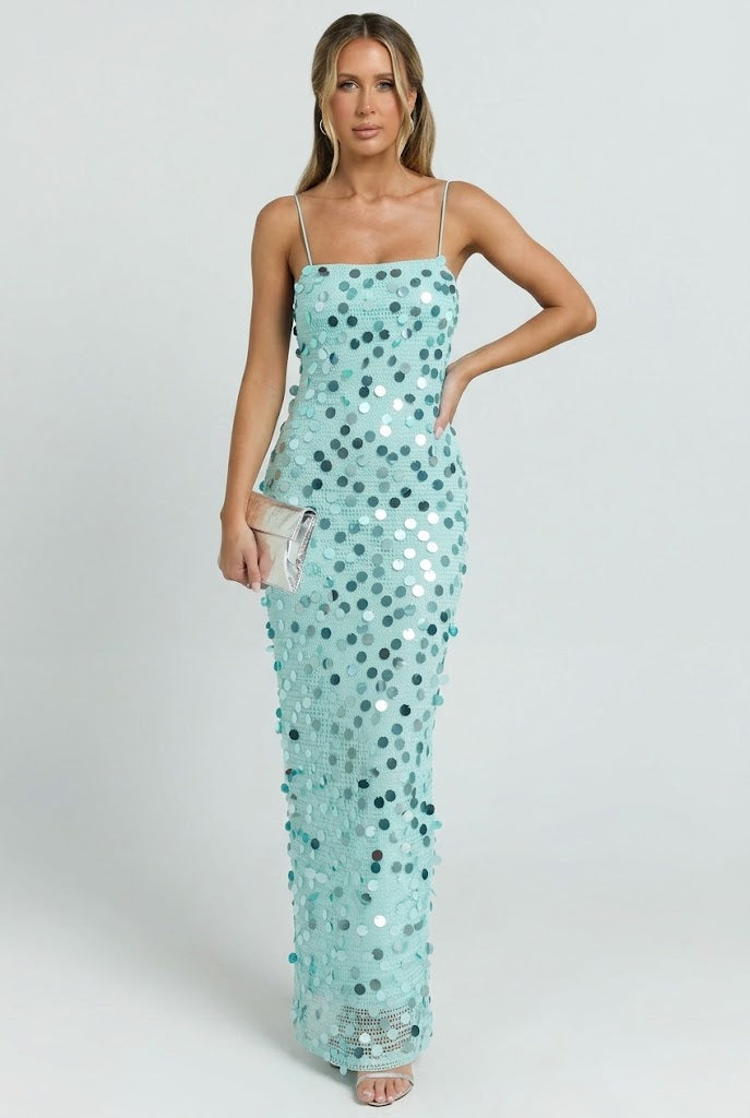 Sea Glass Sequin Maxi Dress