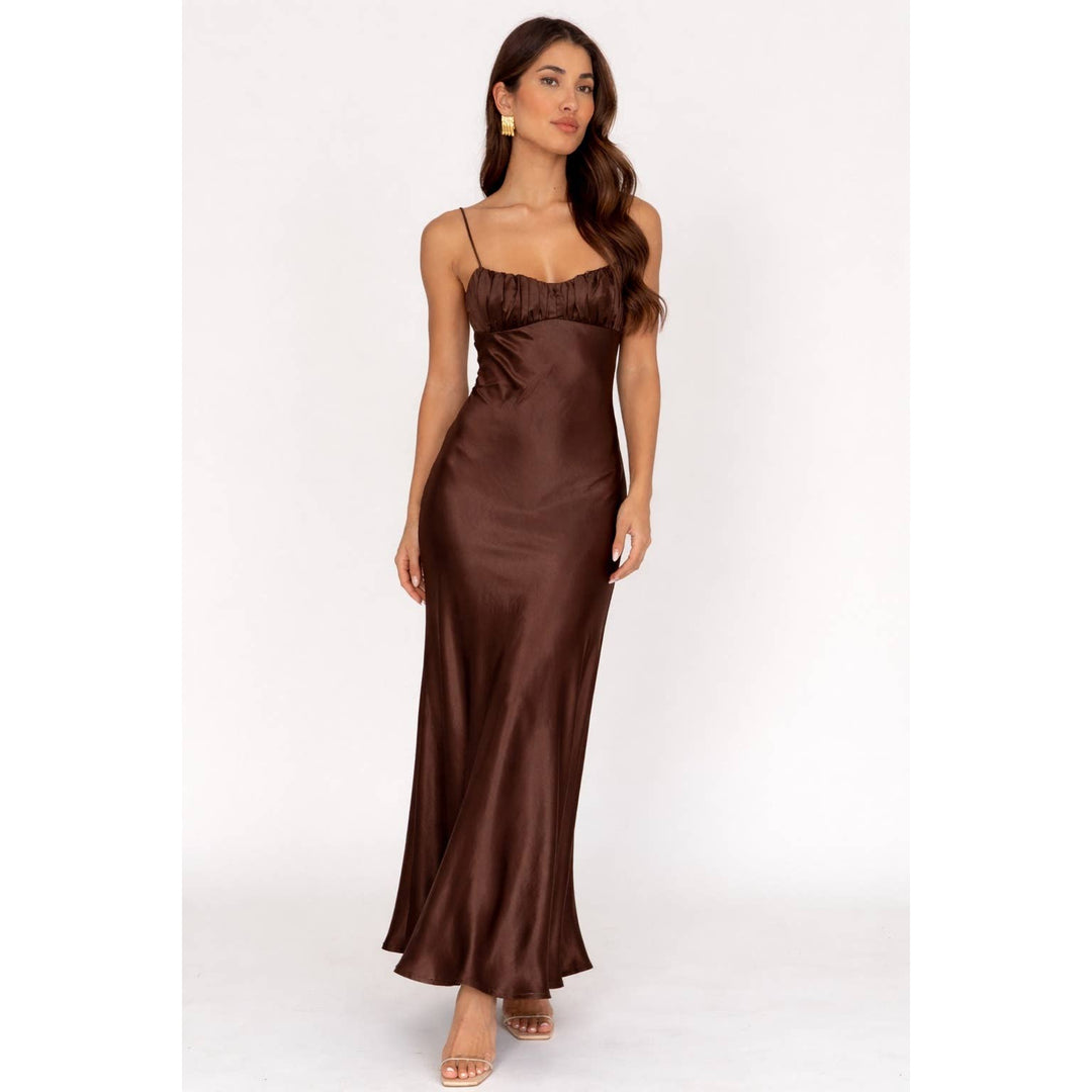 Nerida Twist Back Satin Maxi Dress