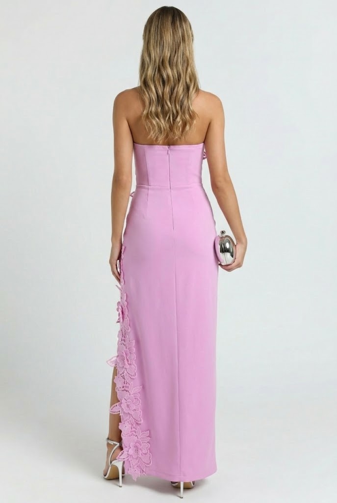 Éloise Floral Appliqué Column Maxi Dress