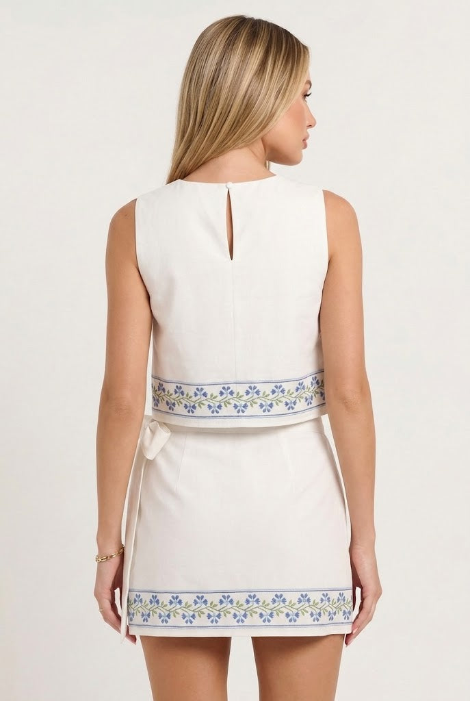 Cottage in June Wrap Mini Skirt