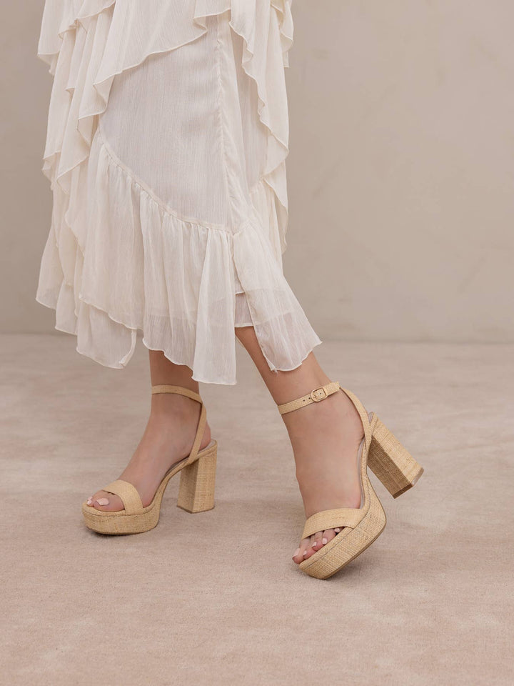 Sun Deck Raffia Platform Heel