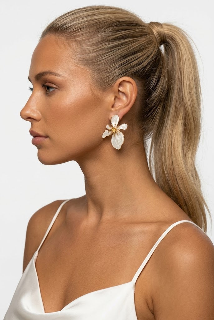 Sculpted Flower Statement Earrings