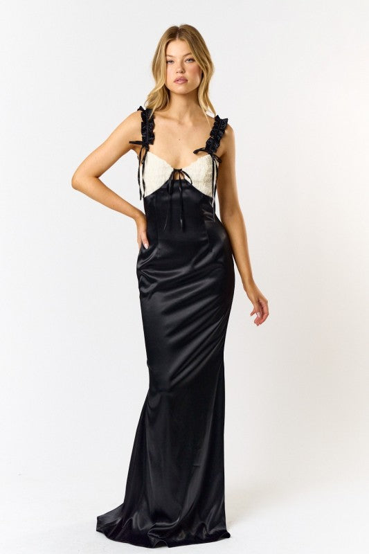 Ribbon Satin Maxi Dress