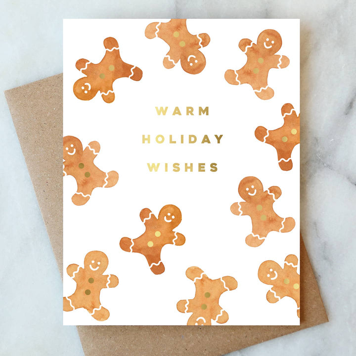 Gingerbread Warm Holiday Wishes Greeting Card
